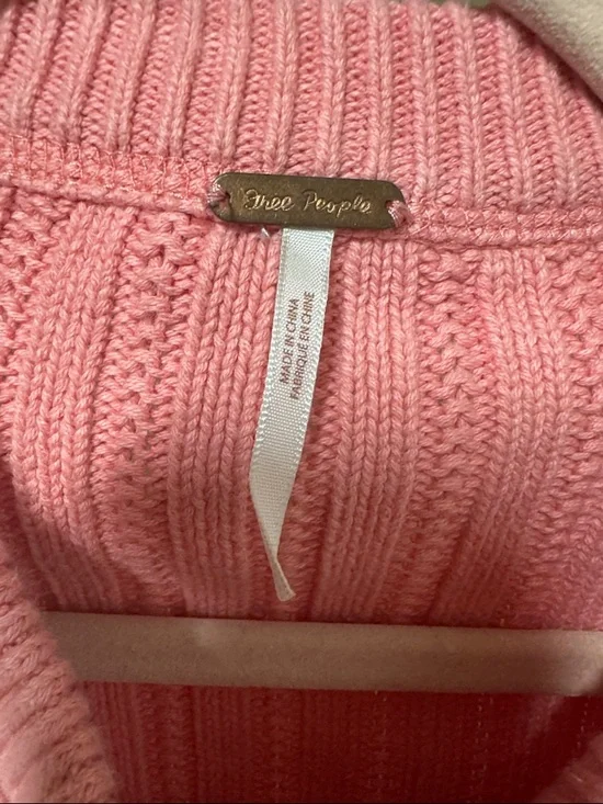 Free People Bubblegum Pink Cropped Ribbed Button-Up Cardigan - Picture 2 of 4